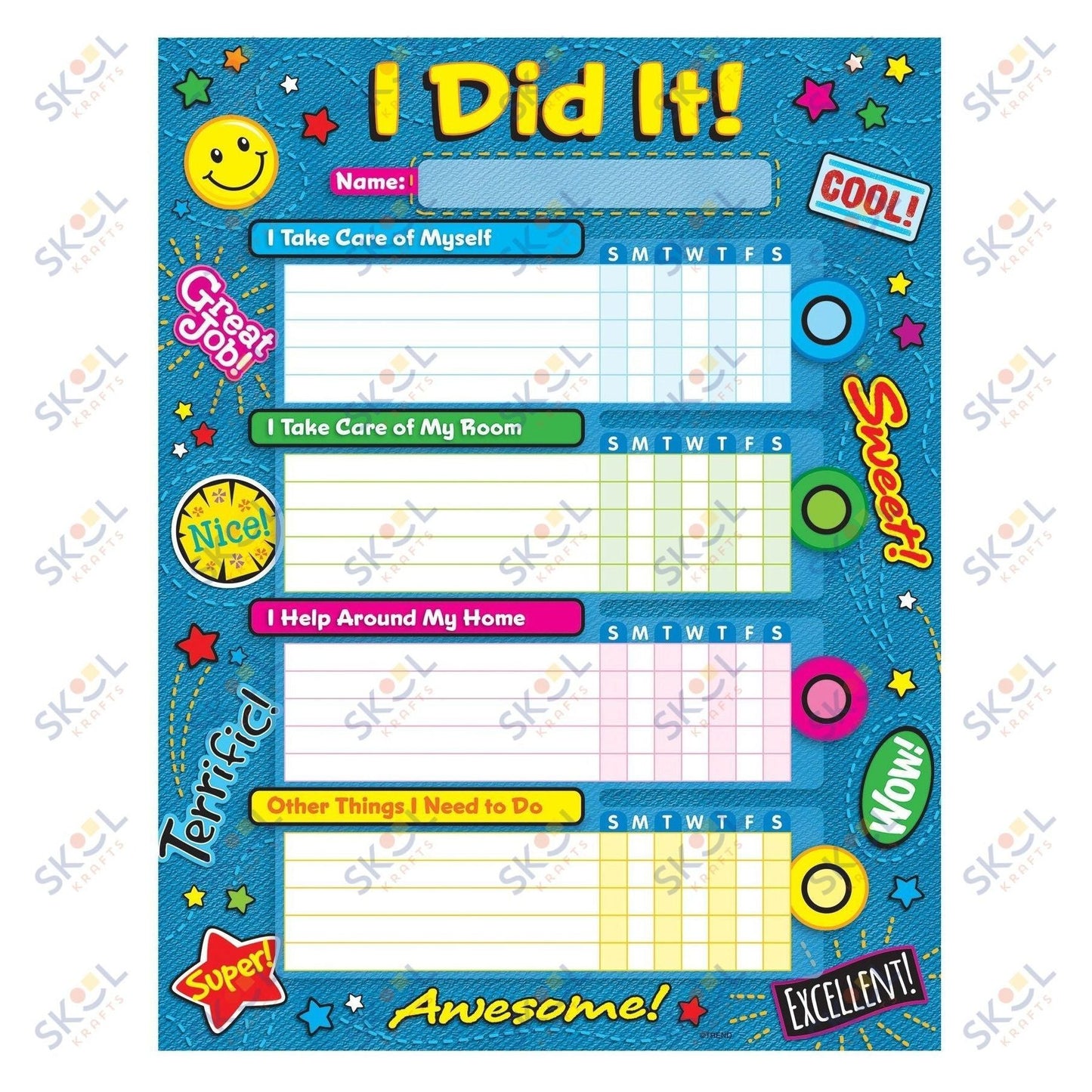 Praise Word Patches Success Charts/Chore Charts 8 1/2" x 11" 25/pk