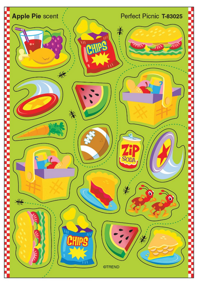 Mixed Shapes Perfect Picnic, Apple Pie Stickers 4 1/8" x 5 7/8" 68/pk
