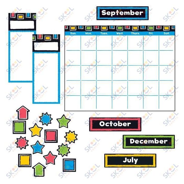 Bold Strokes Wipe-Off Calendar Bulletin Board Set 19" 30/pk