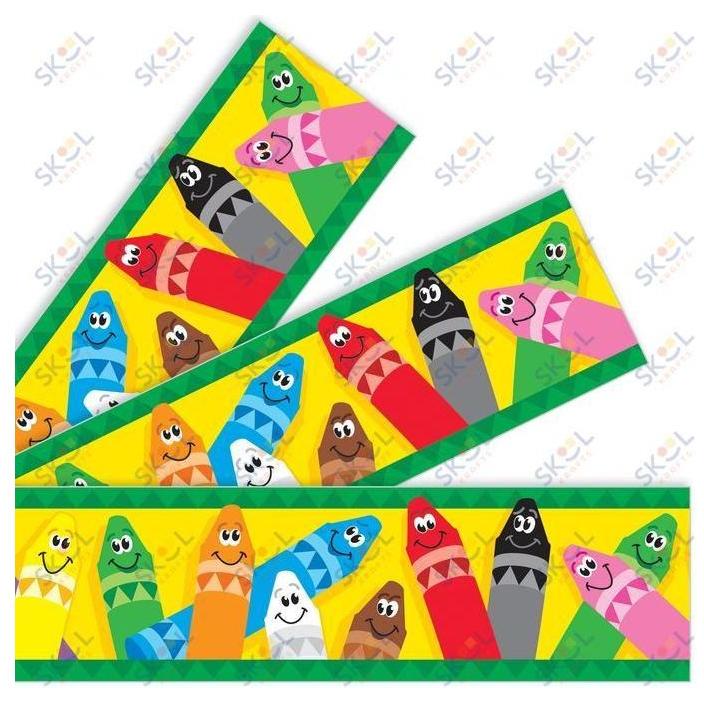 Colorful Crayons Borders 2 3/4in x 35 3/4ft 12/pk
