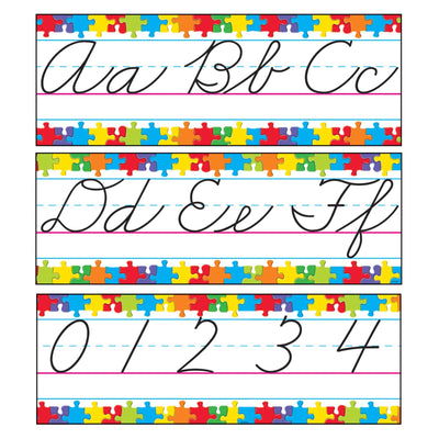 Jigsaw Alphabet Cursive Bulletin Board Set 6 1/2in x 17ft 9/pk