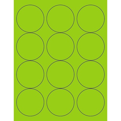 Fluorescent Neon Green Labels 2-1/2" 20/sheets