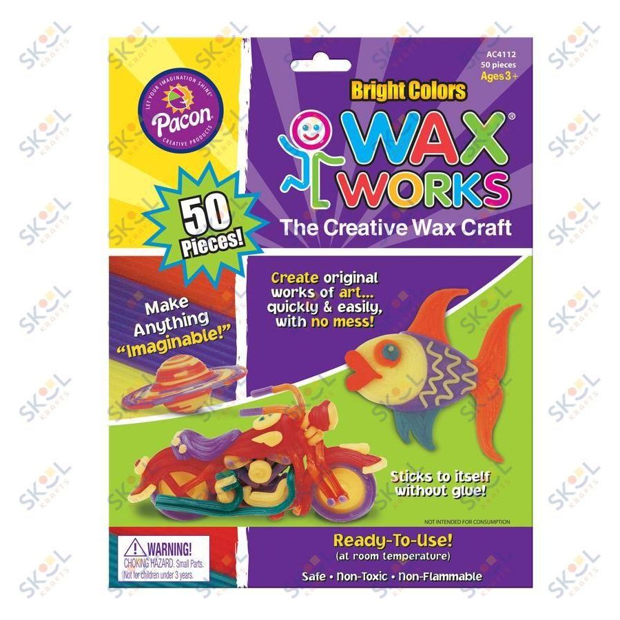 Wax Works Bright Hues Assorted, 10", 50 Pieces