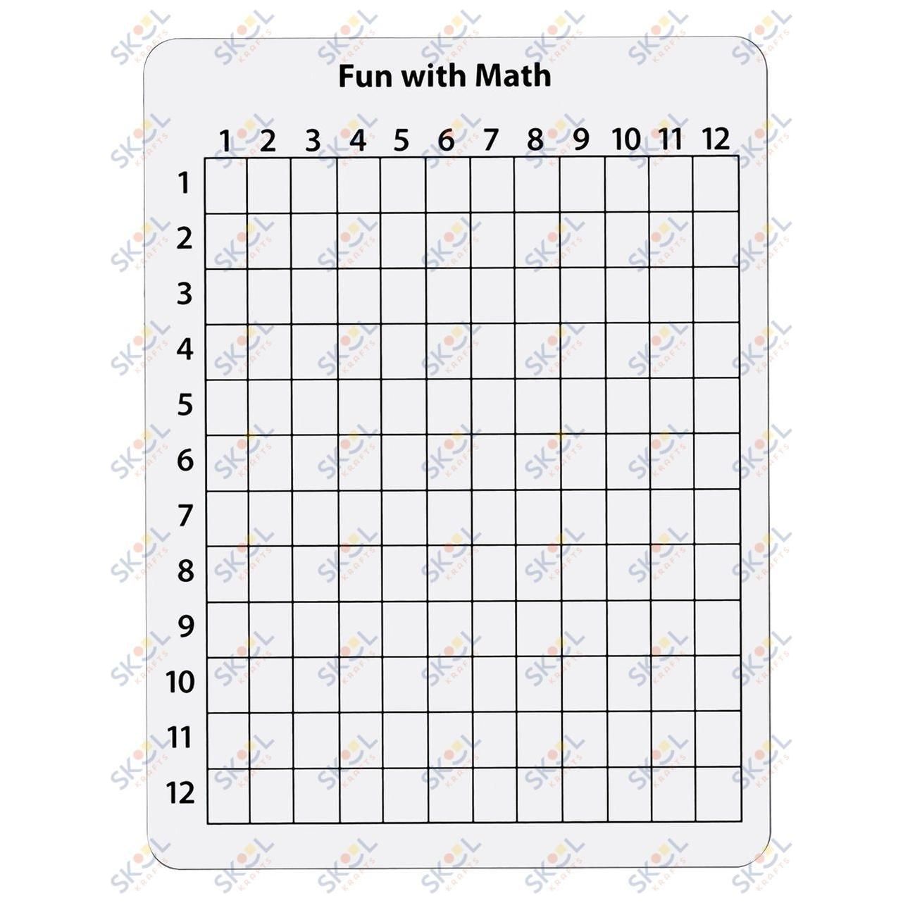 Math Whiteboard, 1-sided, 12x12 Grid, 9" x 12", 1/pc