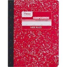 Composition Book Wide Ruled 100 Sheets Colored Covers