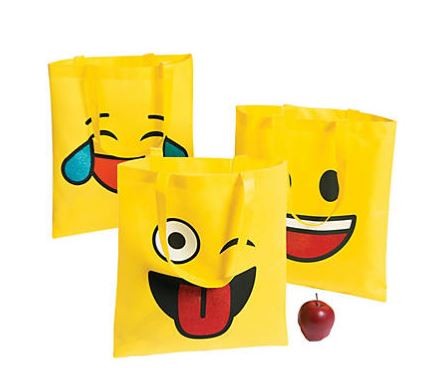 Large Emoji Tote Bags 15" x 17" 12/pk