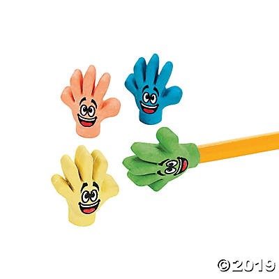 High Five Hand Eraser Toppers 12PK