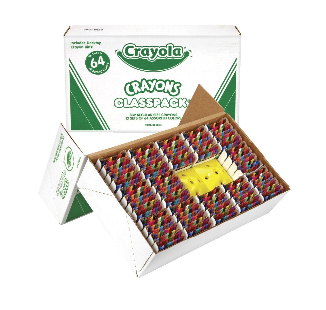 Crayola Standard Crayon Classroom Pack, 8 Assorted Colors, Pack of 800