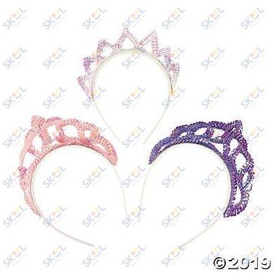 Plastic Pastel Sequin Tiaras 12/pk