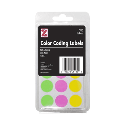 Color Coding Neon Labels 3/4" 315/pk