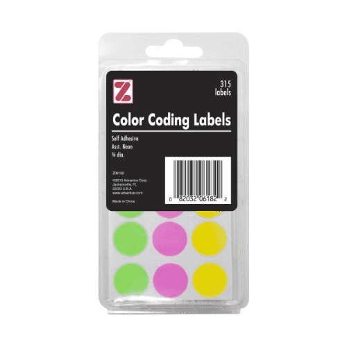 Color Coding Neon Labels 3/4" 315/pk