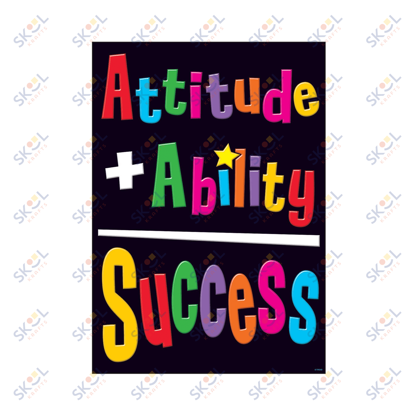 "Attitude + Ability=Success..." Poster Durable & Reusable Paper 13 3/8" x 19" 1pc