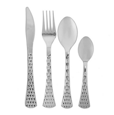 Hammered Silver Cutlery Combo 40/pk