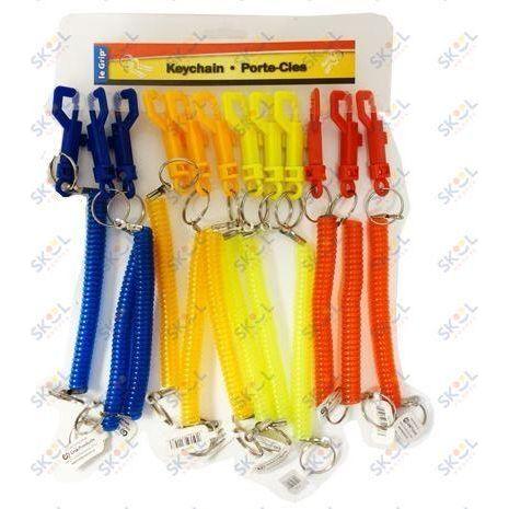 Spiral Keychain With Clip, Assorted Colors 1/pc
