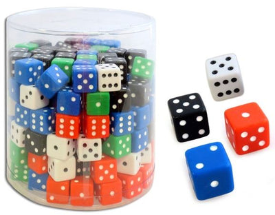 16MM Dice Assorted Colors, 200/pk