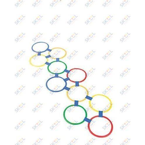 Plastic Hopscotch Ring Game. Includes 10 plastic rings and 15 attachments