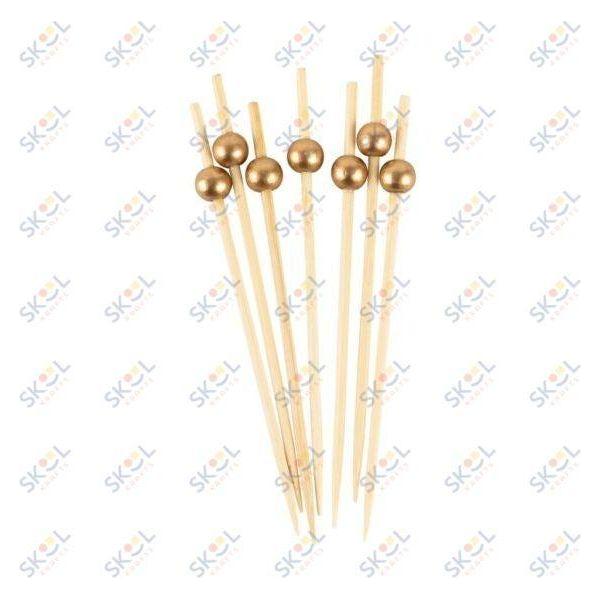 Bamboo Gold Ball Picks 4.7″ 100/pk