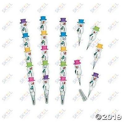 Plastic Stackable Snowman Pencils 12/pk