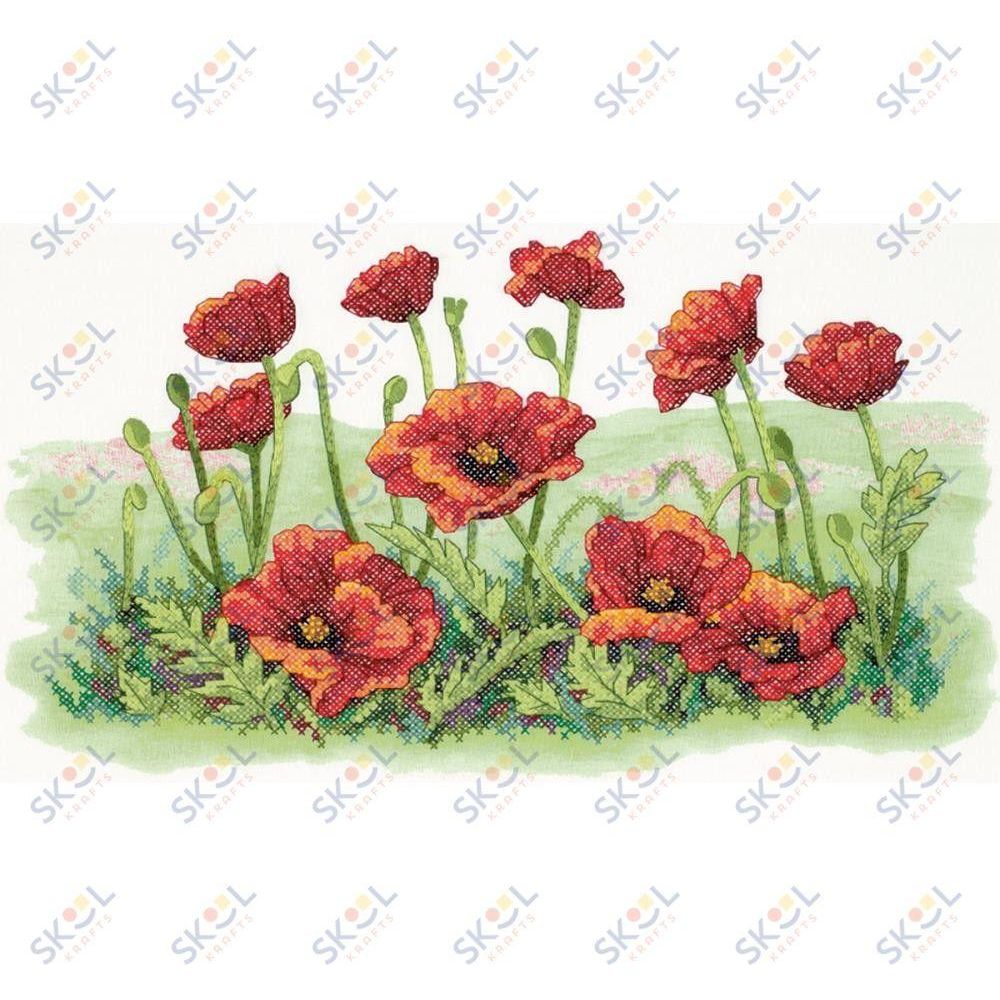 Stamped Cross Stitch Kit 16"X10"-Field Of Poppies