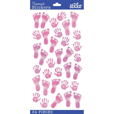 Pastel Baby Girl Footprints Stickers