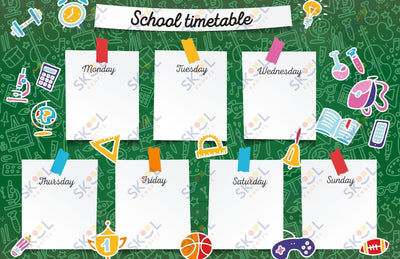 Green doodle school timetable 17 x 11