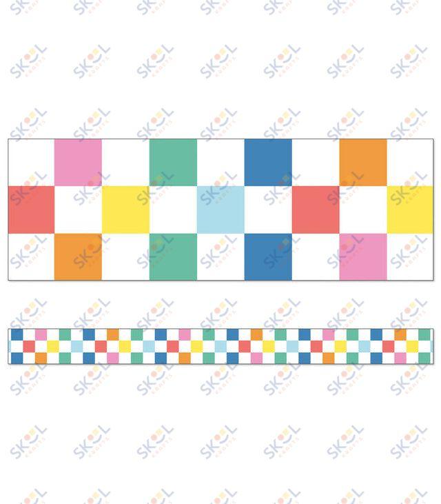 Checkered Rainbow Straight Bulletin Board Borders