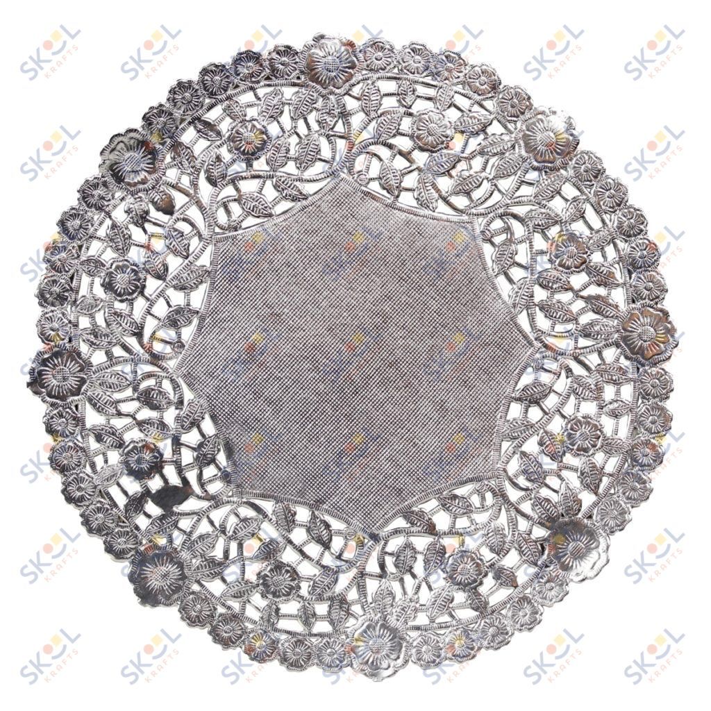 Round Paper Lace Doilies Silver  (8", 100/pk)