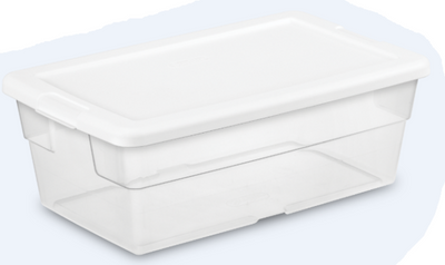 Clear Storage Box With White Cover 13 x 8 x 5 6qt (shoe box)