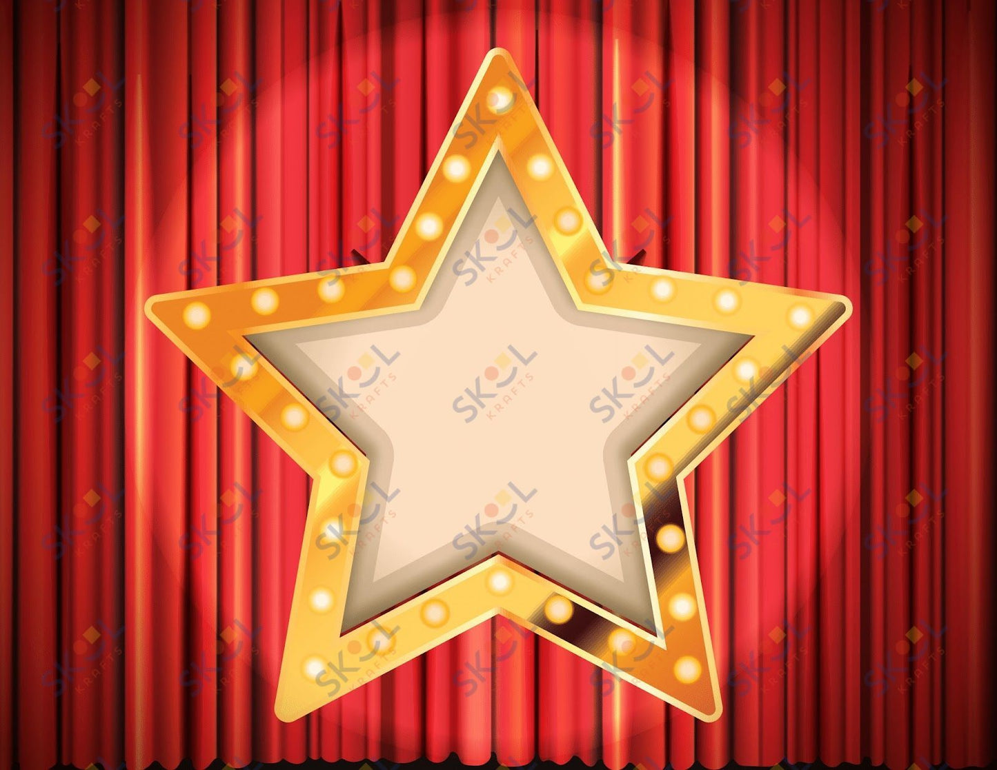 Awards - blank star - red curtains bg 12 Pack (11x8.5)