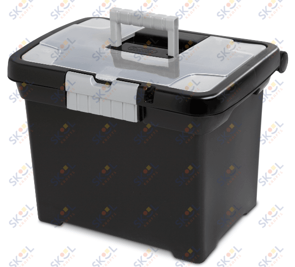 Portable Black Storage File Box 11" x 15" x 11.5"