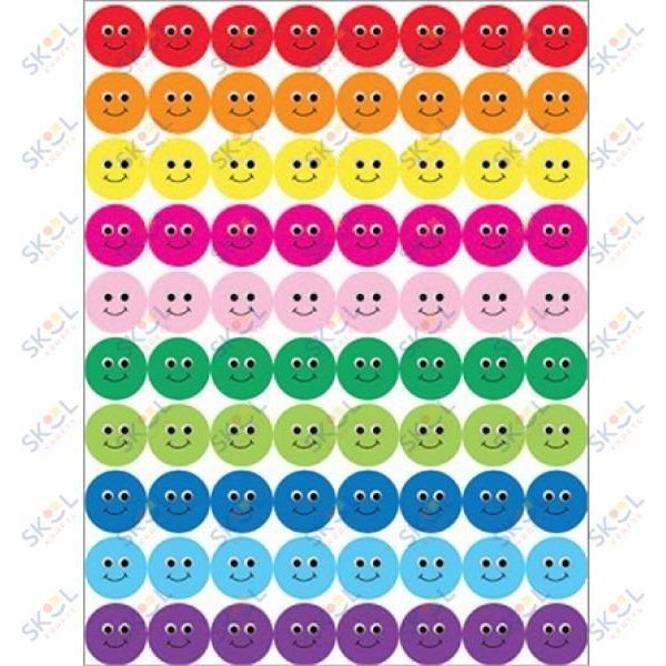 Smiley Faces Stickers, 1/2" Multicolor