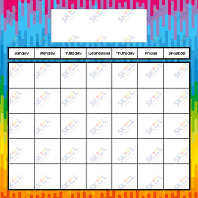 rainbow drip english calendar 24x24