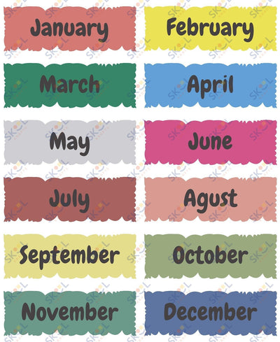 colorful months of the year rip effect 24x29.35 in