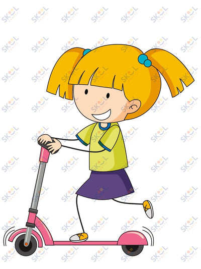 Girl scooter mascot 24x28