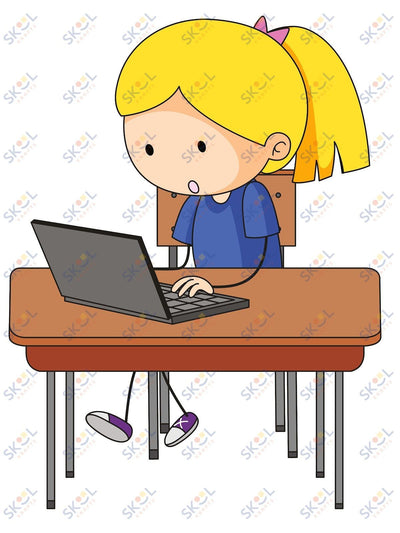 Girl computer mascot 24x28