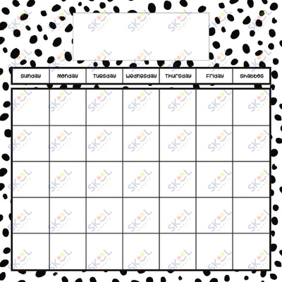 Black dots english calendar 24x24