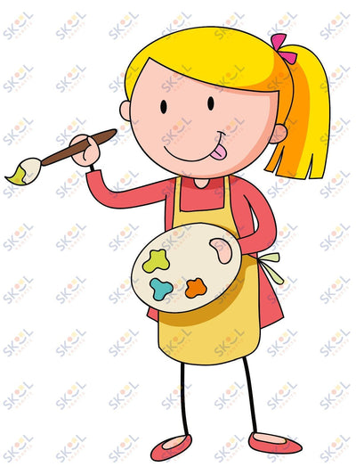 Girl painter mascot 24x28