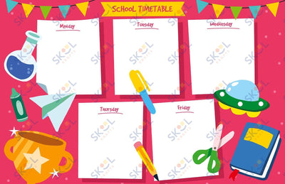 hot pink school timetable 17 x 11