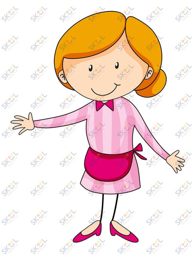 Girl pink apron mascot 24x28