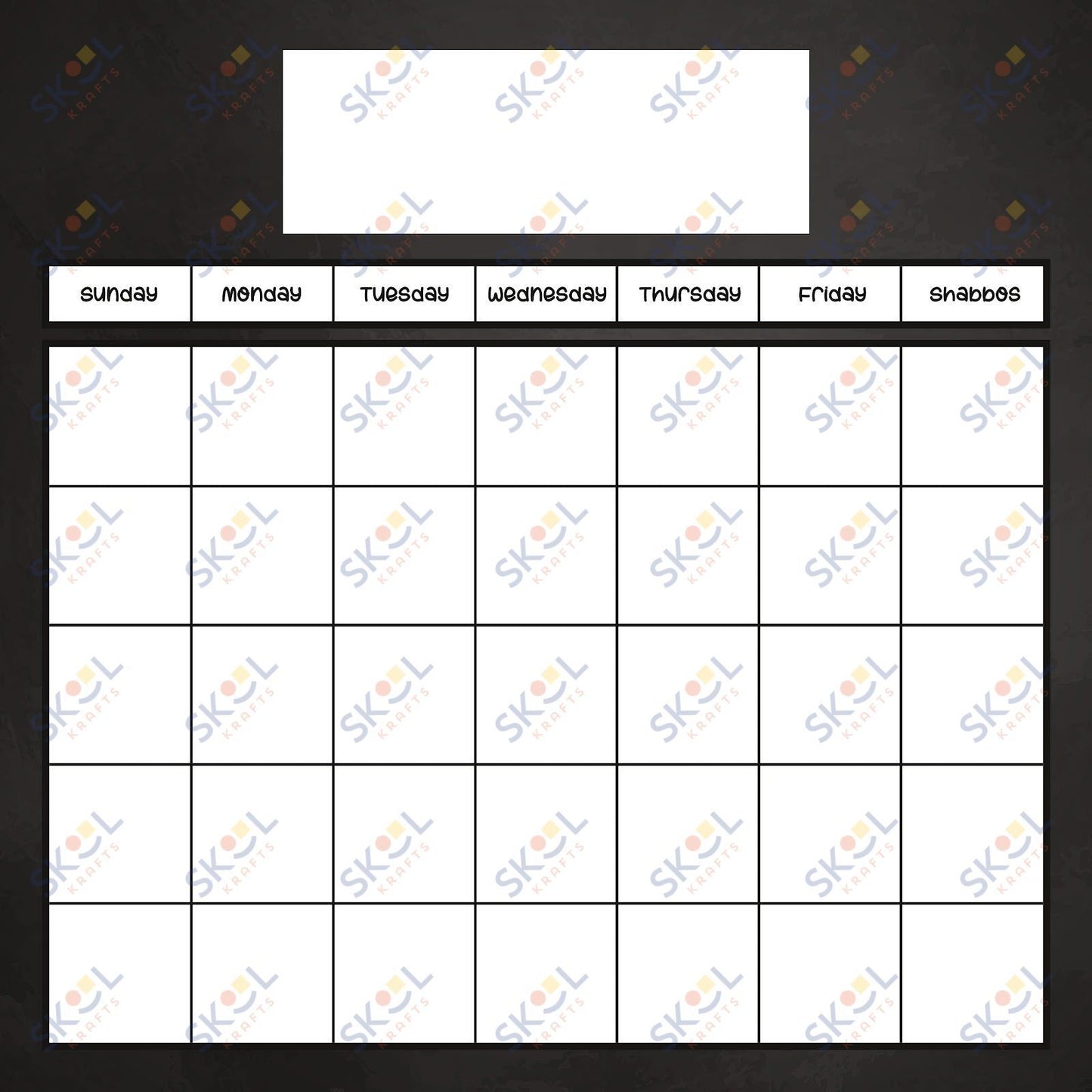 black chalkboard english calendar 24x24