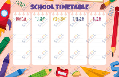 noteboook paper timetable 17 x 11