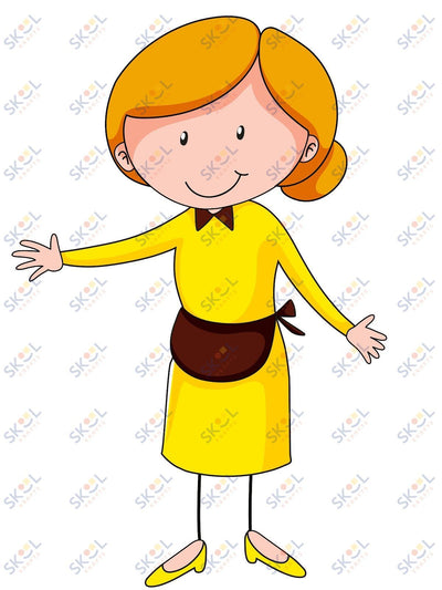 Girl brown apron mascot 24x28