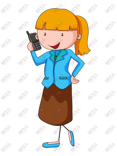 Girl on phone mascot 24x28