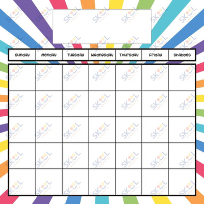 rainbow strips english calendar 24x24