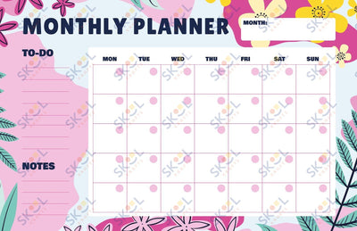 floral montly calendar 17 x 11