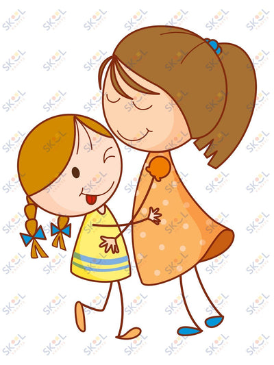 Girl sisters mascot 24x28