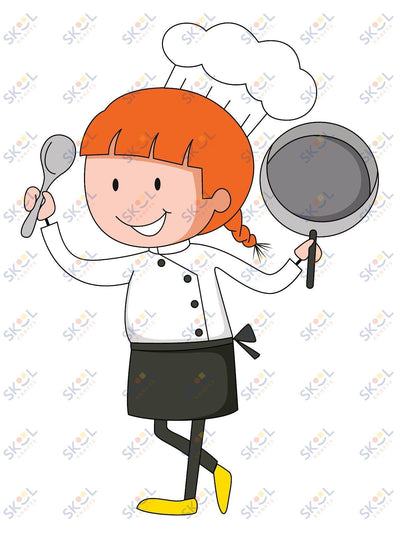 Girl chef mascot 24x28