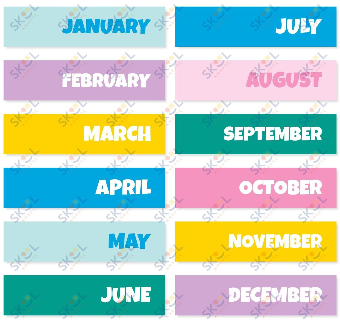 colorful months of the year rectangle 24x22.88 in