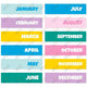 colorful months of the year rectangle 24x22.88 in