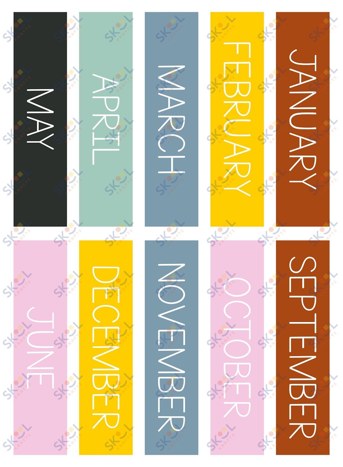 colorful months of the year flag 24x28 in laminated not die cut